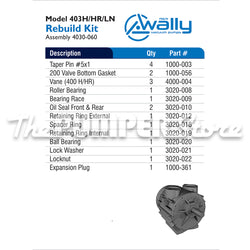 Wallenstein Pump Rebuild Kit (Model 403 H/HR/LN)